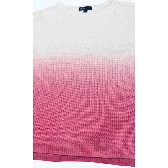 I.N.C. LONG SLV PULL-OVER CLOSED KNIT SWEATER, WOMENS, M-WHITE & PINK VARIEGATED - Picture 3 of 11